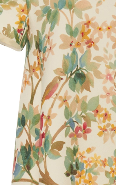 Shop Oscar De La Renta Floral-print Wool Gown