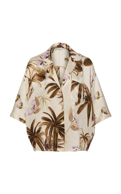 Shop Vince Mixed Tropical Garden Silk Pajama Shirt In Floral