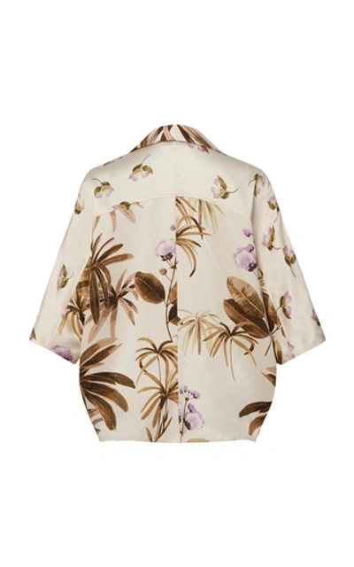 Shop Vince Mixed Tropical Garden Silk Pajama Shirt In Floral