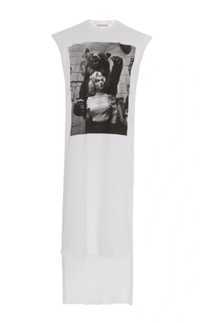 Shop Christopher Kane Printed Cotton-jersey Dress In White