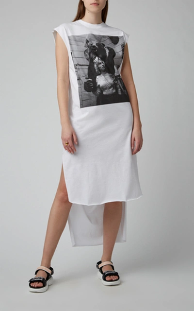 Shop Christopher Kane Printed Cotton-jersey Dress In White