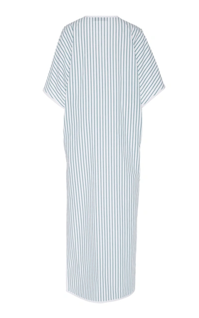 Shop Marina Moscone Exclusive Striped Cotton-voile Caftan In White