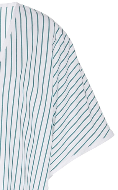 Shop Marina Moscone Exclusive Striped Cotton-voile Caftan In White