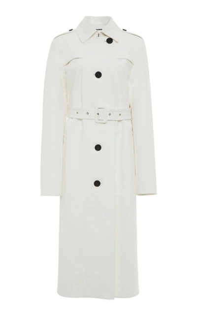 Shop Jil Sander Belted Leather Trench In White