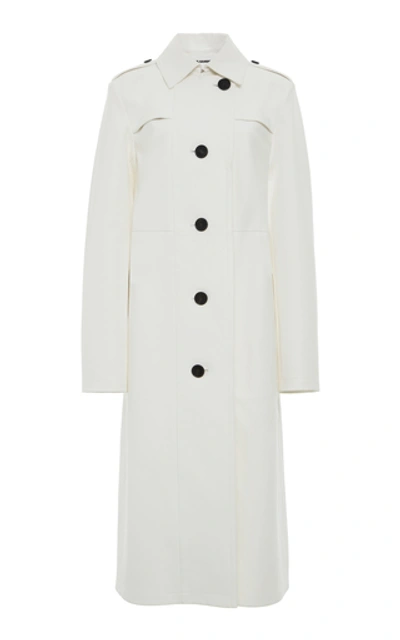 Shop Jil Sander Belted Leather Trench In White