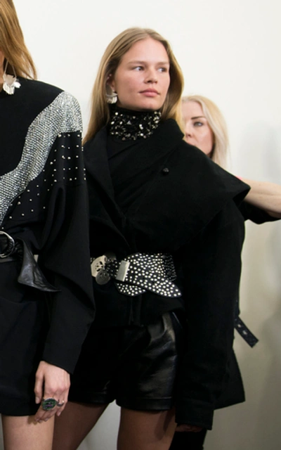 Shop Isabel Marant Dina Cape-sleeve Cotton Jacket In Black