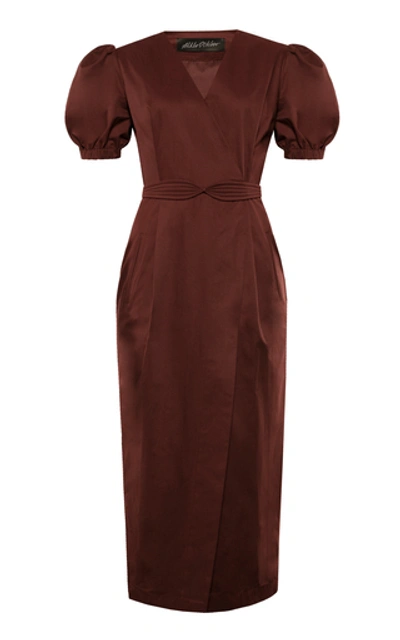 Shop Anna October Xinomavre Cotton-blend Midi Dress In Burgundy