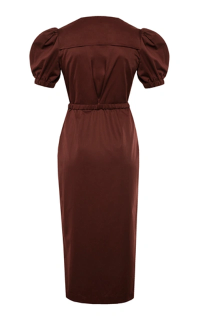 Shop Anna October Xinomavre Cotton-blend Midi Dress In Burgundy