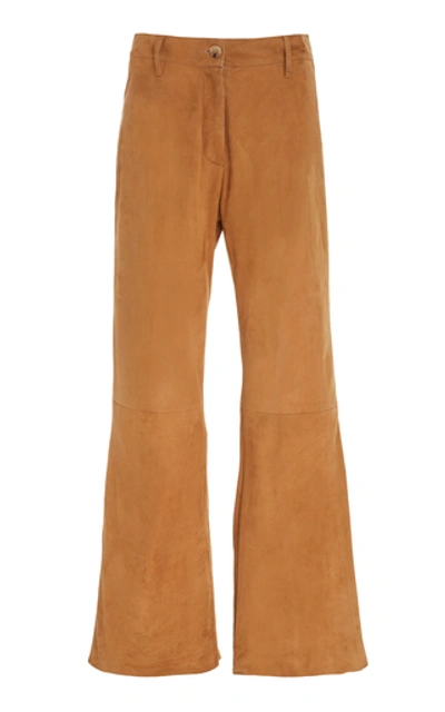 Shop Nili Lotan Vianna Cropped Leather Pant In Brown