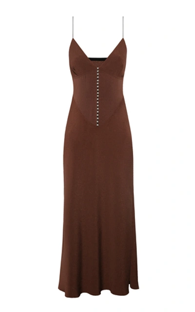 Shop Anna October Spetses Crepe Midi Slip Dress In Brown