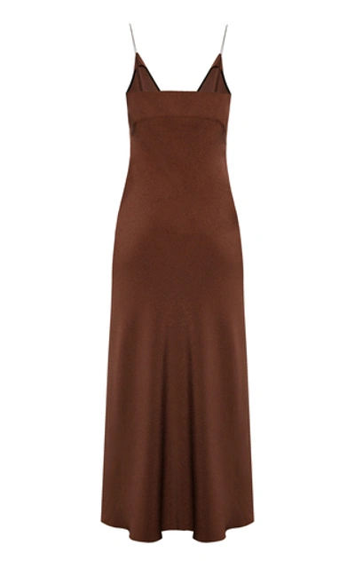 Shop Anna October Spetses Crepe Midi Slip Dress In Brown