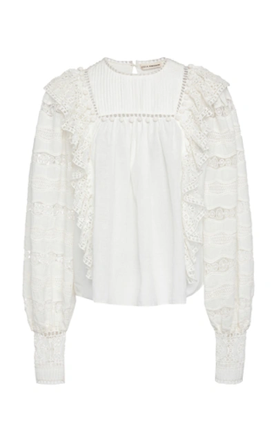 Shop Ulla Johnson Lily Eyelet Cotton-blend Top In White