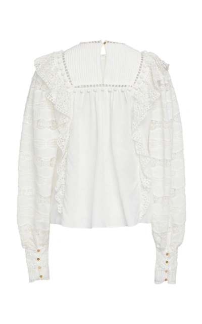 Shop Ulla Johnson Lily Eyelet Cotton-blend Top In White