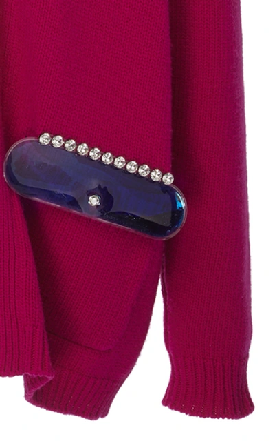 Shop Christopher Kane Cupchain Embellished Wool Cardigan In Pink
