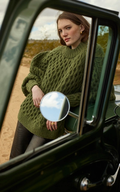 Shop Partow Orion Cable-knit Cashmere Sweater In Green