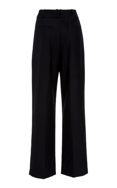 Shop Acler Lynne Button-embellished Crepe Wide-leg Pants In Black