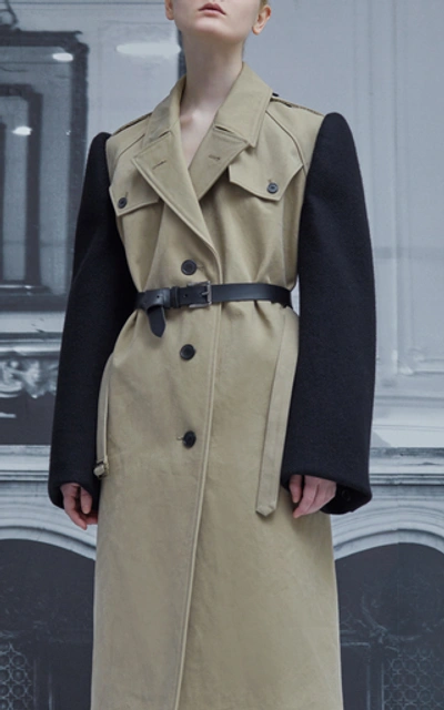 Shop Maison Margiela Two-tone Gabardine And Twill Trench Coat In Multi