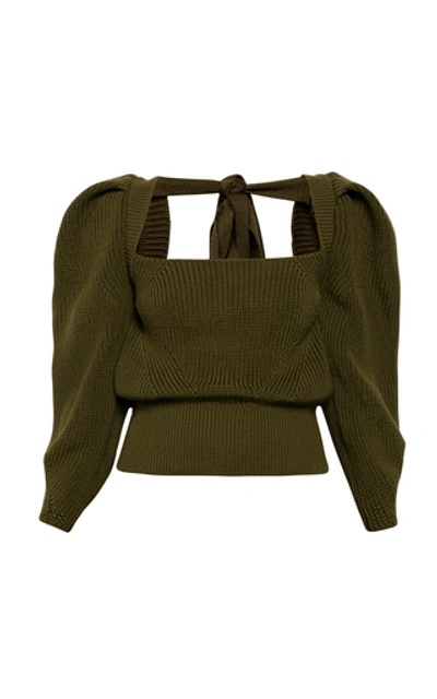 Shop Anna October Rachel Wool-blend Sweater In Green
