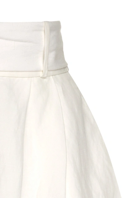 Shop Adriana Degreas Women's Belted Linen-blend Shorts In White