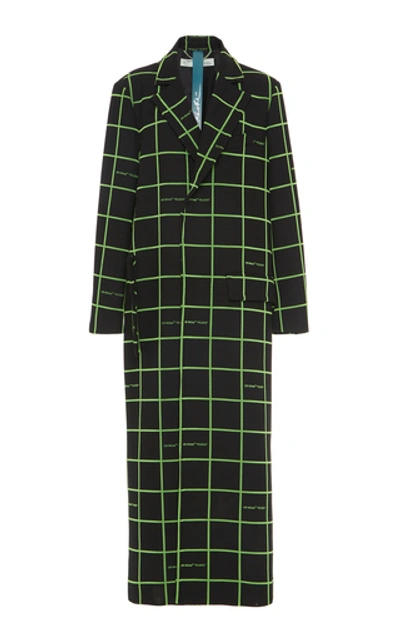 Shop Off-white Checked Crepe Overcoat In Print