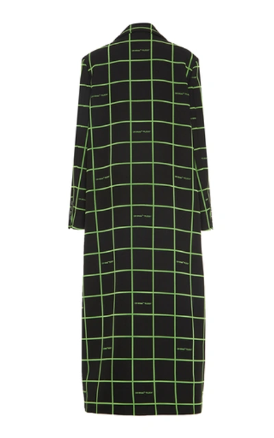 Shop Off-white Checked Crepe Overcoat In Print