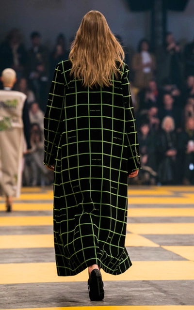 Shop Off-white Checked Crepe Overcoat In Print