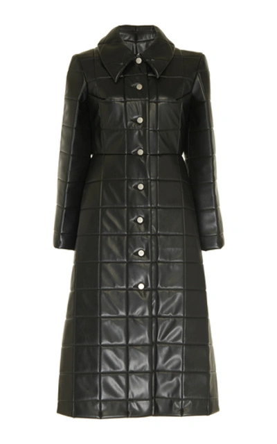 Shop A.w.a.k.e. Miss Roboto Quilted Faux Leather Coat In Black