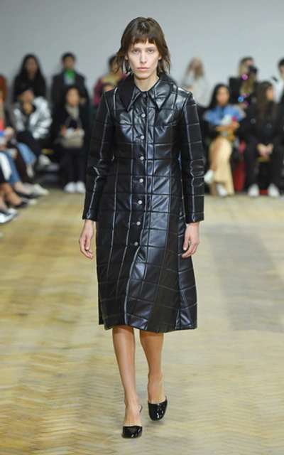 Shop A.w.a.k.e. Miss Roboto Quilted Faux Leather Coat In Black