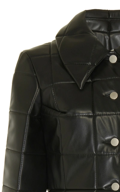 Shop A.w.a.k.e. Miss Roboto Quilted Faux Leather Coat In Black