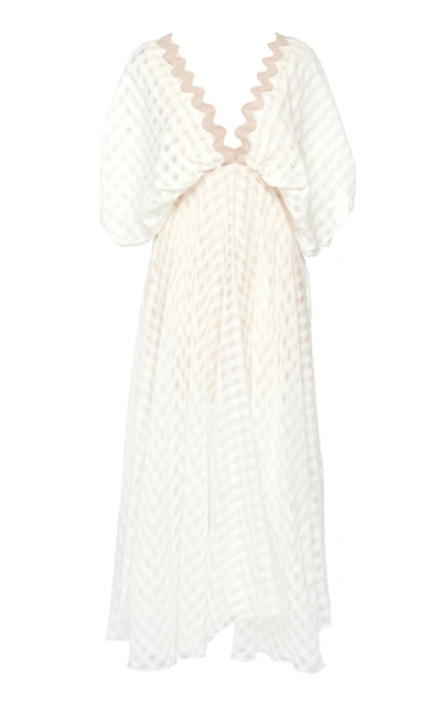 Shop Leal Daccarett Somos Novios Patterned Silk Dress In White