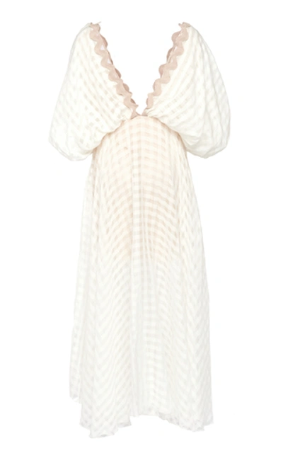 Shop Leal Daccarett Somos Novios Patterned Silk Dress In White