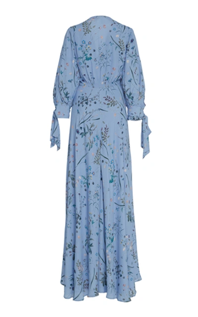 Shop Luisa Beccaria Floral-print Crepe Maxi Dress In Blue
