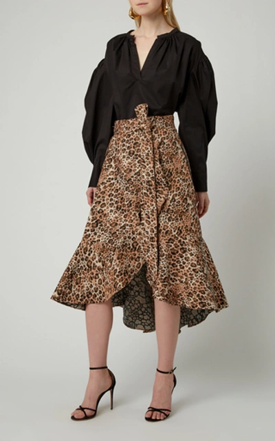 Shop Johanna Ortiz Cynical Attitude Printed A-line Crepe Wrap Skirt In Animal