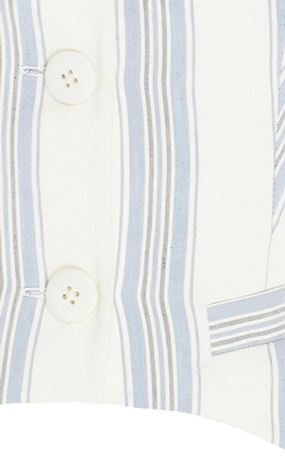 Shop Noon By Noor Rufus Silk And Linen Blend Waistcoat In Stripe