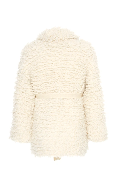 Shop Alanui Belted Wool-blend Knit Cardigan In White