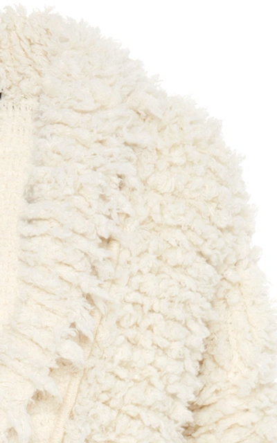 Shop Alanui Belted Wool-blend Knit Cardigan In White