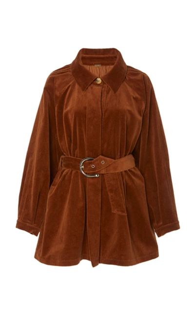 Shop Dodo Bar Or Bella Belted Cotton-corduroy Jacket In Brown