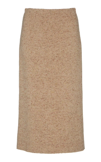 Shop Agnona Cashmere Pencil Skirt In Brown