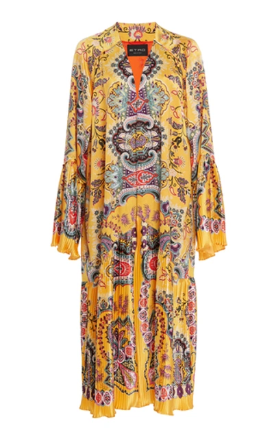Shop Etro Exclusive Marigold Silk Midi Robe In Yellow