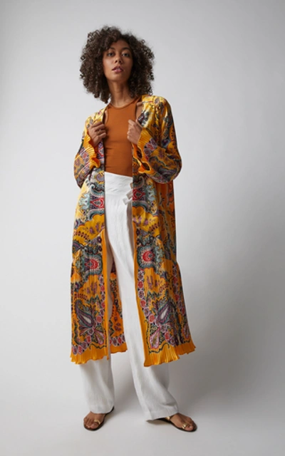 Shop Etro Exclusive Marigold Silk Midi Robe In Yellow