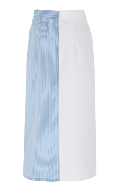 Shop Mm6 Maison Margiela Split Striped Cotton Midi Skirt In White