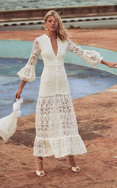 Shop Alexis Eudora Cotton Lace Maxi Dress In White