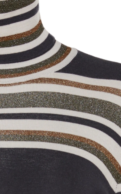 Shop Brunello Cucinelli Metallic Wool-blend Turtleneck Sweater In Multi