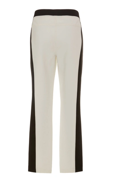 Shop Tibi Cropped Striped Stretch-crepe Straight-leg Pants In Black/white
