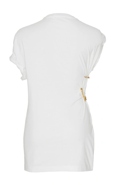 Shop Versace True Pins Cotton Logo Top In White