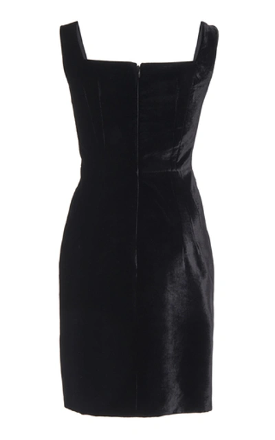 Shop Emilia Wickstead Judita Cotton-velvet Mini Dress In Black
