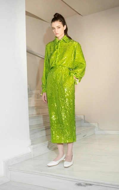 Shop Anouki Sequined Shirt In Green