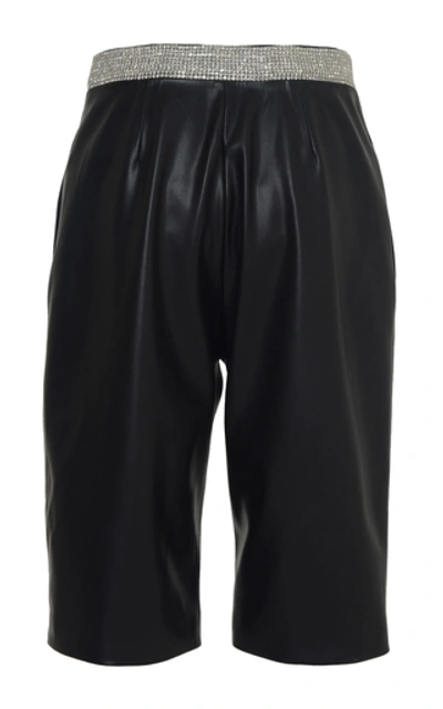 Shop Anouki Crystal-embellished Leather-effect Shorts In Black