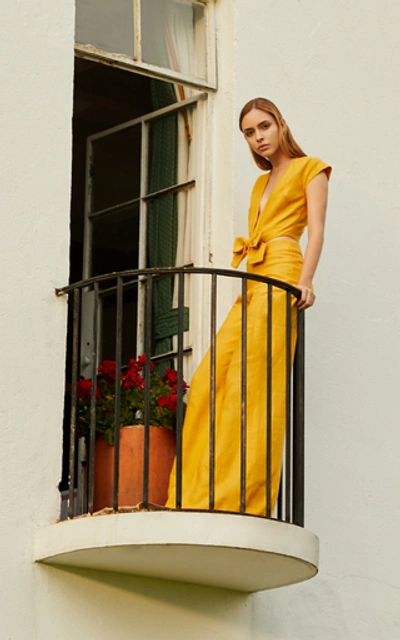 Shop Andres Otalora Welser Linen Jumpsuit In Yellow