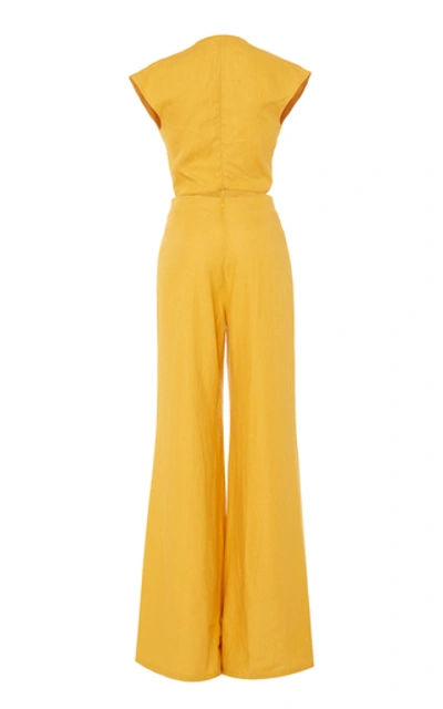 Shop Andres Otalora Welser Linen Jumpsuit In Yellow